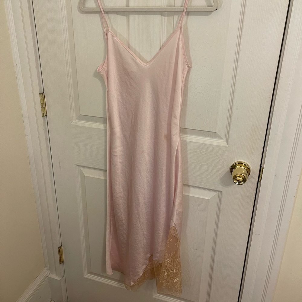 aritzia satin sonnet midi slip dress pink